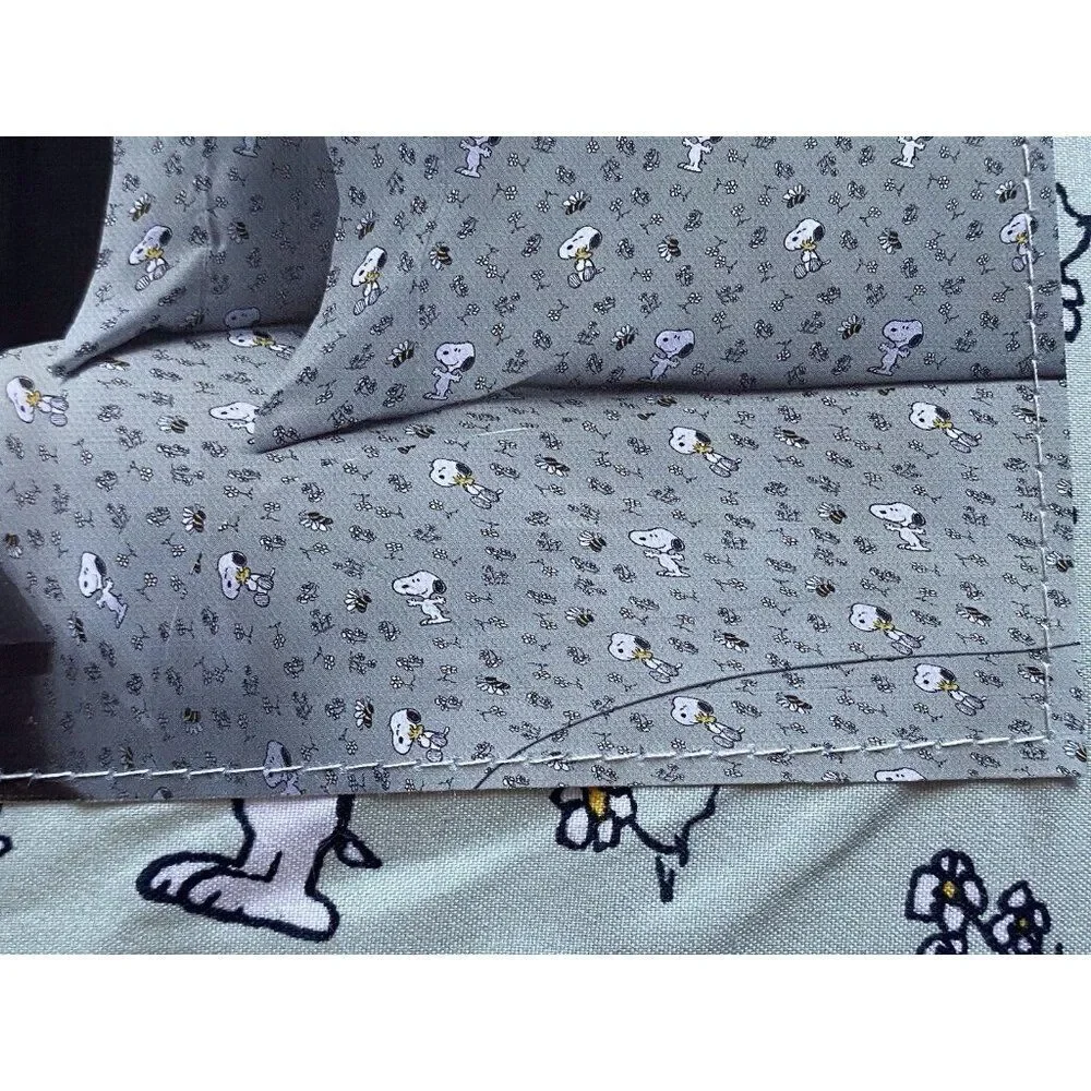 Peanuts Snoopy Spring‎ Bees Flowers Floral QUEEN Sz Sheet Set Soft Green NEW